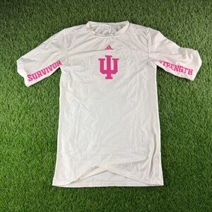 Adidas Climalite INDIANA Football Pink Breast Cancer Team Shirt XL Hoosiers IU